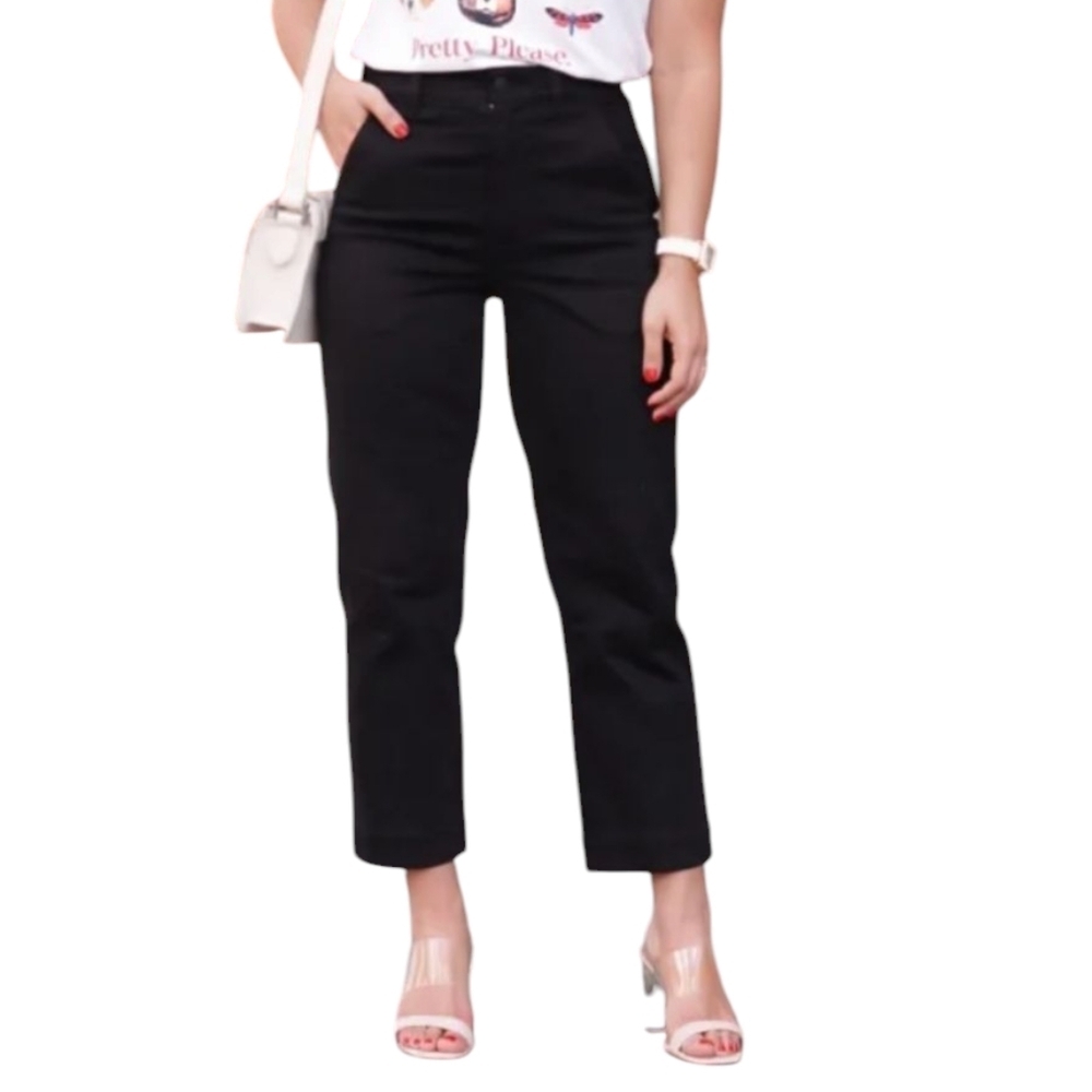 Everlane Cropped Straight Regular Black Denim Jeans Sz 4 - Picture 1 of 12